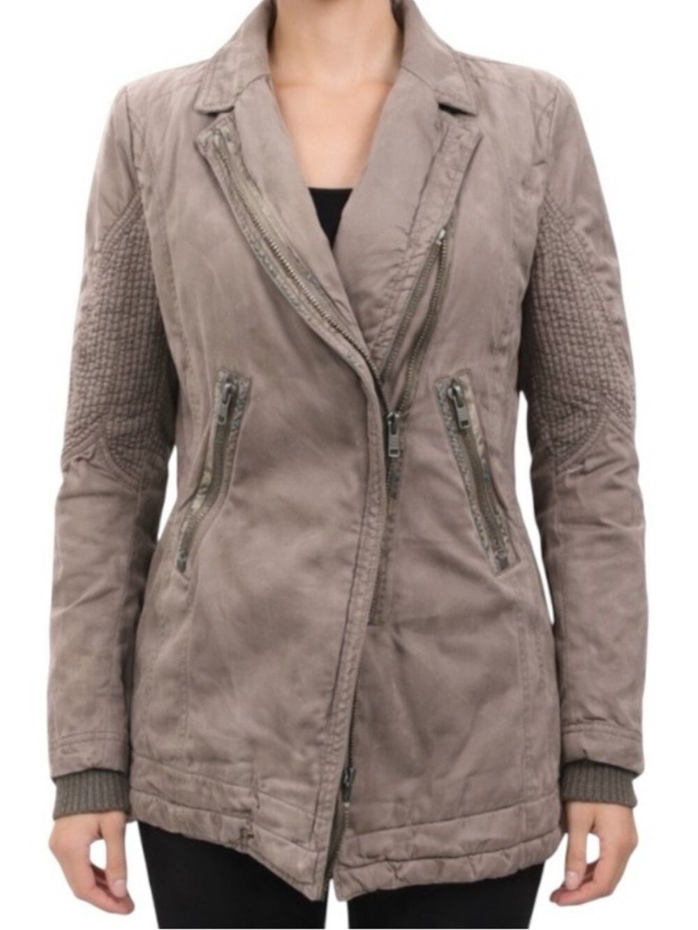 Taupe Moto Utility Jacket Avant Garde Urban Minimalist Streetwear Coat